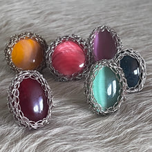 Load image into Gallery viewer, Big Stone Ring, Cat Eye Green