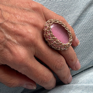 Big Stone Ring, Cat Eye Pink