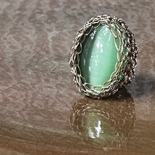 Load image into Gallery viewer, Big Stone Ring, Cat Eye Green
