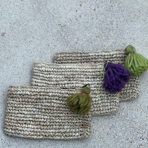 Raffia Clutch with zipper Small, Natural