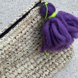 Raffia Clutch with zipper Small, Natural