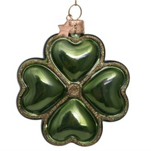 Load image into Gallery viewer, Ornament Glass Green Opal Clover
