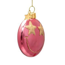 Load image into Gallery viewer, Ornament Glass Rose Pink Smiley with Star Eyes
