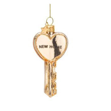Load image into Gallery viewer, Ornament glass shiny gold key - New Home
