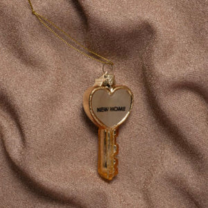 Ornament glass shiny gold key - New Home