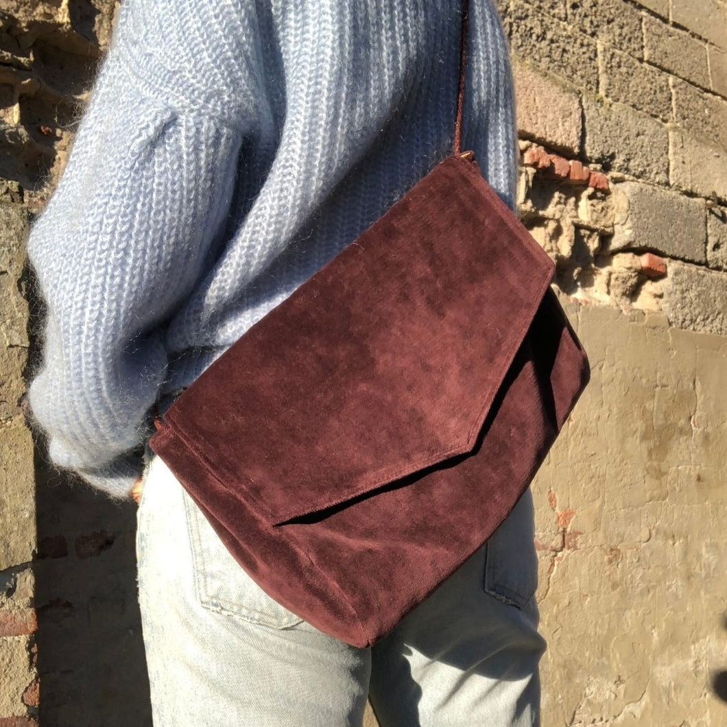 XL Clutch Vintage Velvet Aubergine