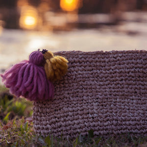Raffia Clutch with zipper Medium